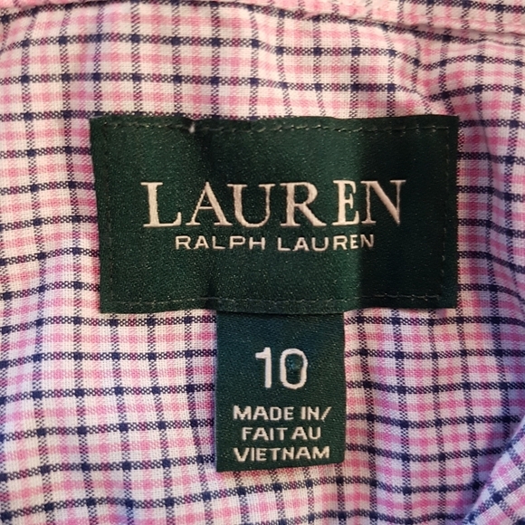 Lauren Ralph Lauren boys size 10 striped pink, blue & white button up shirt - Picture 5 of 6